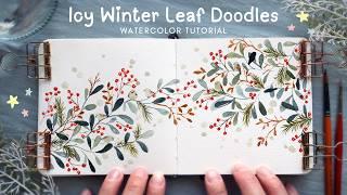 Beginner Friendly Icy Winter Leaf Doodles: Watercolor Tutorial