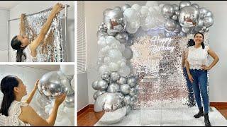 Como hacer un Arco de Globos e instalarlo en un Panel con Tela Shimmer Balloon Garland 