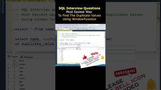 sql Interview questions find count duplicate row values using window function #sqlinterviewquestions