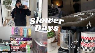 SAD and SLOW DAYS in my HOMEBODY lifestyle | NEW CRAFT ROOM FIND, cozy fire slumber party for ONE