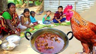 Village Famous RED COUNTRY Chicken Curry Eating with Rice | Village Cooking Review Channel