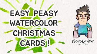 Super Easy Watercolor Christmas Cards