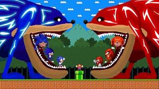 Mario Escape From Shin Sonic vs Knuckles Maze Mayhem | Super Mario Bros.