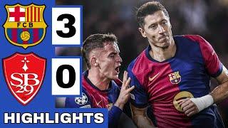 Barcelona vs Brest (3-0) Extended HIGHLIGHTS | UEFA Champions League