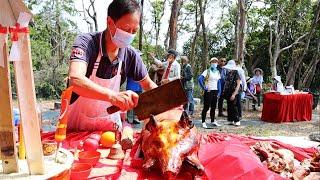 ok 旺記Amazing Chopping Roasted Pig Hong Kong Food 切燒豬燒味 動土儀式後老闆操刀斬燒豬 人人讚燒豬超好味好食 香港美食 旺記燒臘專家西貢