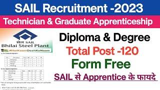 SAIL Bhilai Recruitment 2023||Technician & Graduate Apprenticeship||Diploma &Degree ||Form Free