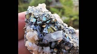 Pyrite, Calcite and Galena crystals mineral specimen from the Madan field in Bulgaria