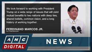 Marcos congratulates Trump: PH looks forward to working with him | ANC