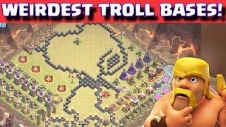 Top 10 Weirdest TROLL bases!! CLASH OF CLAN!!