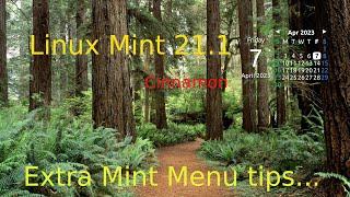Linux Mint 21.1 - Cinnamon - Extra Mint Menu tips.