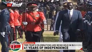 President Ruto inspects guard of honour during Madaraka Day celebrations at Masinde Muliro stadium