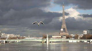 Drone footage shows Paris flooding