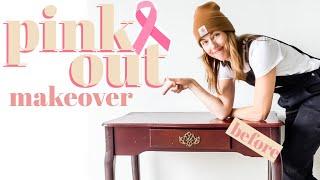 Spraying All In One Furniture Paint | PINK OUT Furniture Makeover for Breast Cancer Awareness Month