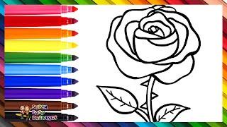 How To Draw A Rose  Draw And Color A Rose  Drawings For Kids