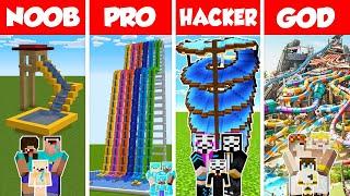 Minecraft FAMILY WATER PARK BUILD CHALLENGE - NOOB vs PRO vs HACKER vs GOD / Animation