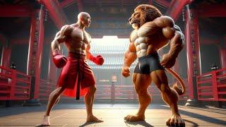 The ultimate fight between two Legends a Shaolin monk and The Lion King | New Ai video | #lion #ai