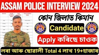 Assam Police 2024// কোন খন জিলাৰ পৰা কিমান Candidate Apply কৰিছে লৰা আৰু ছোৱালী চাওক Full Details 