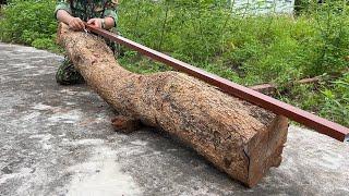 Let's See The Genius Boy's Dangerous Recycling Process With A Damaged Giant Log - A Woodworking Feat