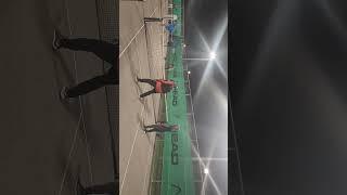 Concrete courts, uneven surface, fowley bounce, but the vibe is 