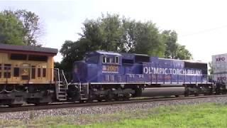 CSX Q131-10 with the UP Salt Lake City Olympic unit #2001 trailing heading west at Indianapolis, IN