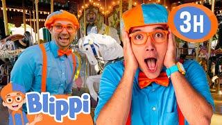 ROLLERCOASTER And THEME PARK FUN With BLIPPI! + More |  Blippi and Meekah Best Friend Adventures