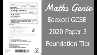 Edexcel GCSE Maths 2020 Foundation Exam Paper 3 Walkthrough