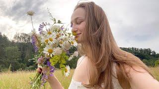 Slow life in the countryside flower & mushroom picking, summer at the cottage