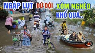 KHỔ QUÁ NƯỚC LŨ DÂNG CAO NGẬP LỤT TRÀN LAN - BÀ CON MƯU SINH TRONG NƯỚC Ở XÓM CHÀI CẦN THƠ