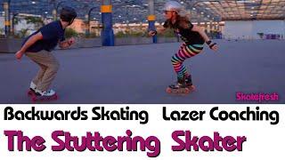 Backward skating tutorial with the Stuttering Skater. Crossunders or Parallel Turns for speed?