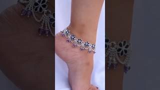 light weight silver anklet design️ #silver #anklets #payal #design #new #2024 #trending #shorts