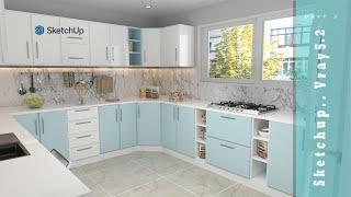 How to  make a kitchen _  Interior design Sketchup + vray 5.2_ part 2