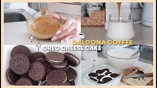 FOOD VLOG  DALGONA COFFEE & NO BAKE OREO CHEESE CAKE | Erna Limdaugh