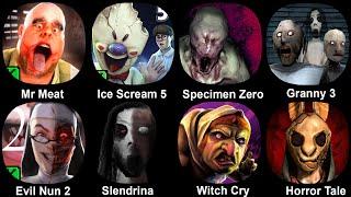 Mr Meat, Ice Scream 5, Specimen Zero, Granny 3, Evil Nun 2, Slendrina, Horror Tale, Witch Cry