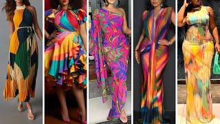 How to Rock a Colorful Printed Party Dress Ideas #womenfashionclothes #rayeonaura