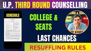 Up ayush 3rd round schedule/Up ayush counselling 2024/Best bams college/resuffling process