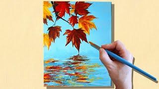 How To Paint Autumn Leaves in Acrylic  Autumn leaves Easy Acrylic Painting for Beginners