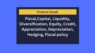 Finance Vocabulary- An Entrepreneur Jane