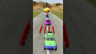 Mix Color Cars Vs Spike Bollard #beamng #beamngdrive #shorts