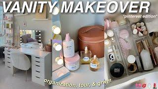 PINTEREST VANITY MAKEOVER + tour | organization, deep clean out, & get ready with me at my desk!