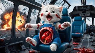 Kitten's accident while flying a helicopter #cat #cute #catlover #catvideos #cutecat #aicat