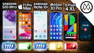 Samsung S20 Ultra vs iPhone 11 Pro Max / Note 10 Plus / Huawei Mate 30 Pro Battery Test