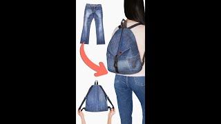 So nähen Sie einen gefalteten Rucksack aus alten Jeans! Upcyclen Sie alte Jeans! Miarti️