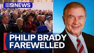 Radio and TV icon Philip Brady farewelled by fans, family at his funeral | 9 News Australia