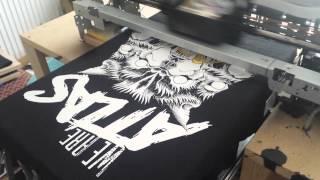 DIY DTG Epson 1400 printing white on black tshirt.