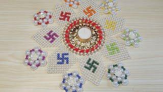 Awesome pearl rangoli| Diy diwali decoration| handmade pearl rangoli for decoration