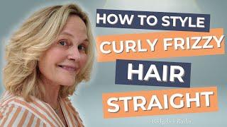 How to Style Curly Frizzy Hair Straight with Shark Flexstyle | Tutorial | Anti Frizz Serum | Waves