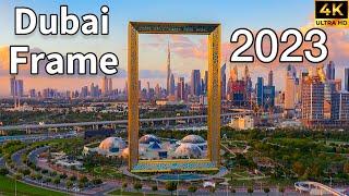 Dubai  Dubai Frame 2023 Sky Walk Glass Bridge, 360 view Observatory [ 4K ] Sunset Walking Tour