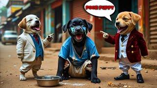 Hungry Puppy Gets Bullied by Friends  | Stray Dog Rescue Heartbreaking Story