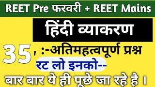 हिंदी व्याकरण के 35 प्रश्न/reet pre hindi model paper/reet pre level 1 test/reet pre level 2 test