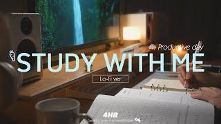 4-HOUR STUDY WITH ME | Relaxing Lo-Fi, Rain sounds ️ | Pomodoro 50/10 | Productive Day, Dream Desk